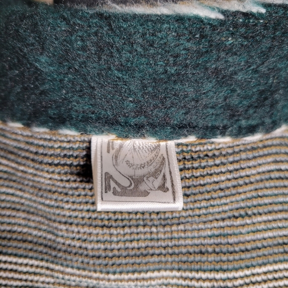 VINTAGE YARINA WOOL WOLF PRINT ZIP UP CARDIGAN - Picture 10 of 12